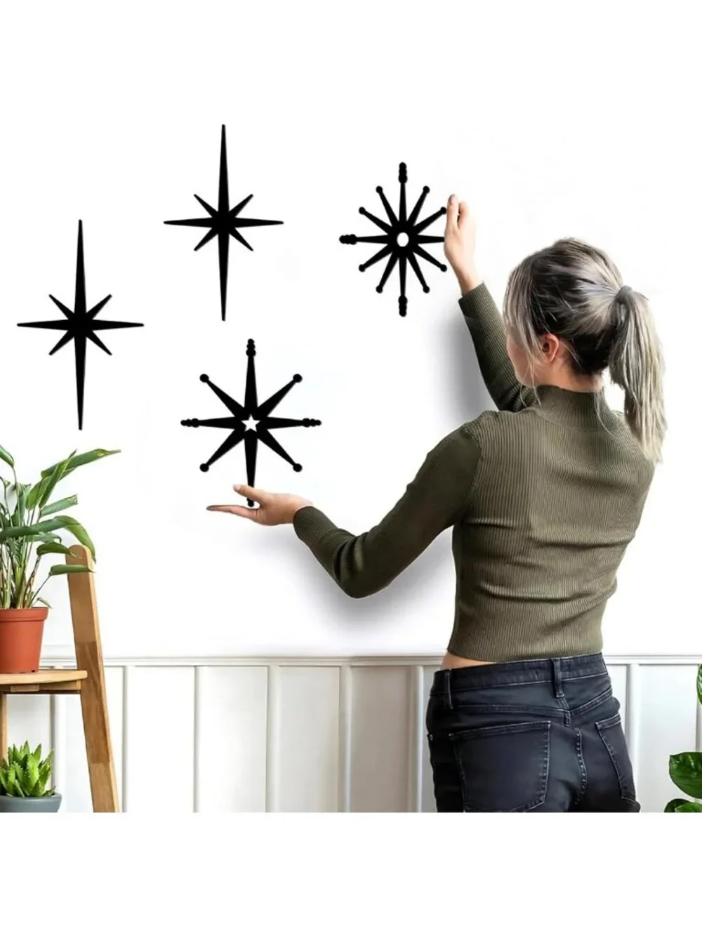 Mid Century Modern Starburst Wall Decor | Retro Metal Art Hanging Sculptures
